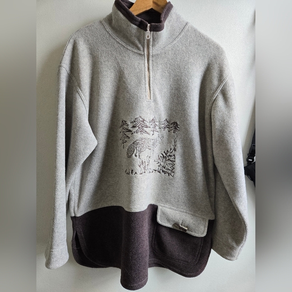 Cozy Gray and Brown Quarter-Zip Pullover - Picture 1 of 5